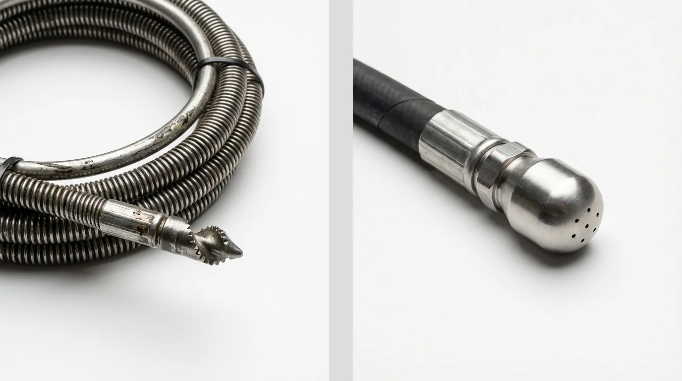 Drain snake cable and hydro jetting nozzle used for drain cleaning in Lima, OH