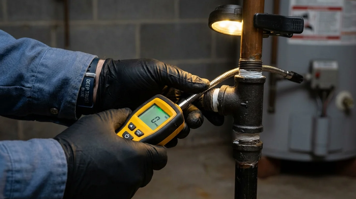 Gas leak detection with electronic sniffer by Johns Plumbing LLC in Lima