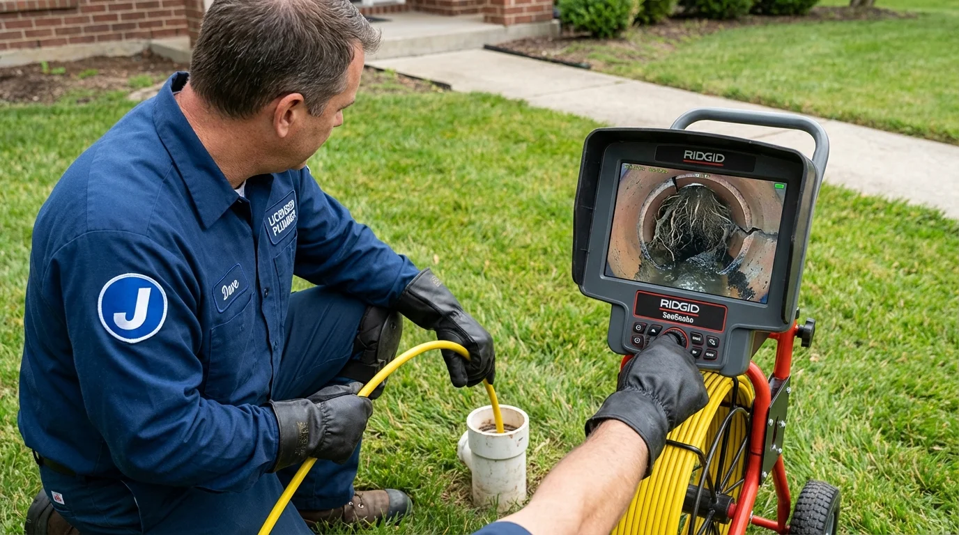 Sewer camera inspection being performed by Johns Plumbing LLC in Lima