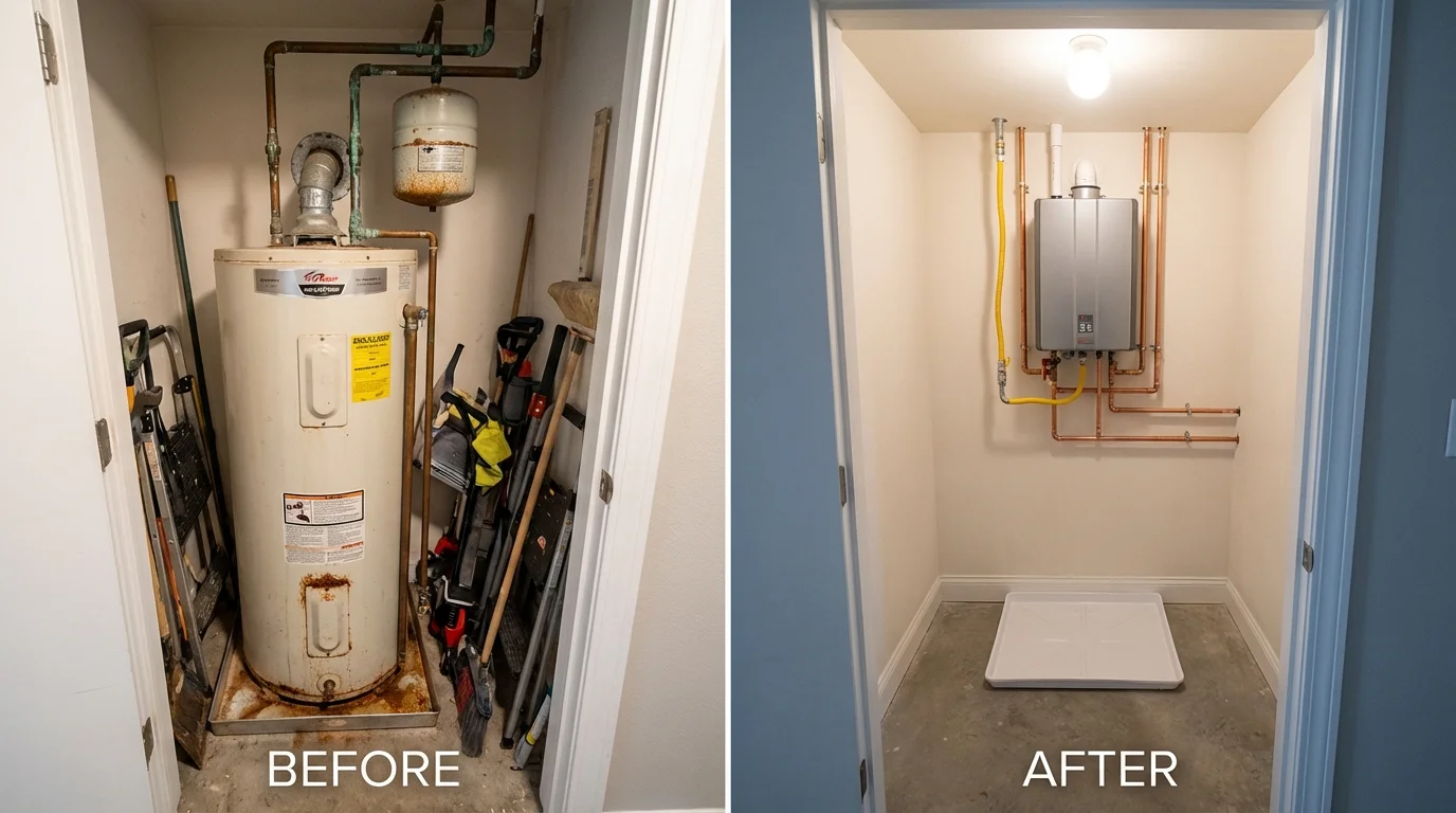 Tank water heater versus wall-mounted tankless unit comparison for Lima, OH homeowners